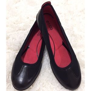Ecco Black Ballet Shoes Ballerina Flats Slip Ons
